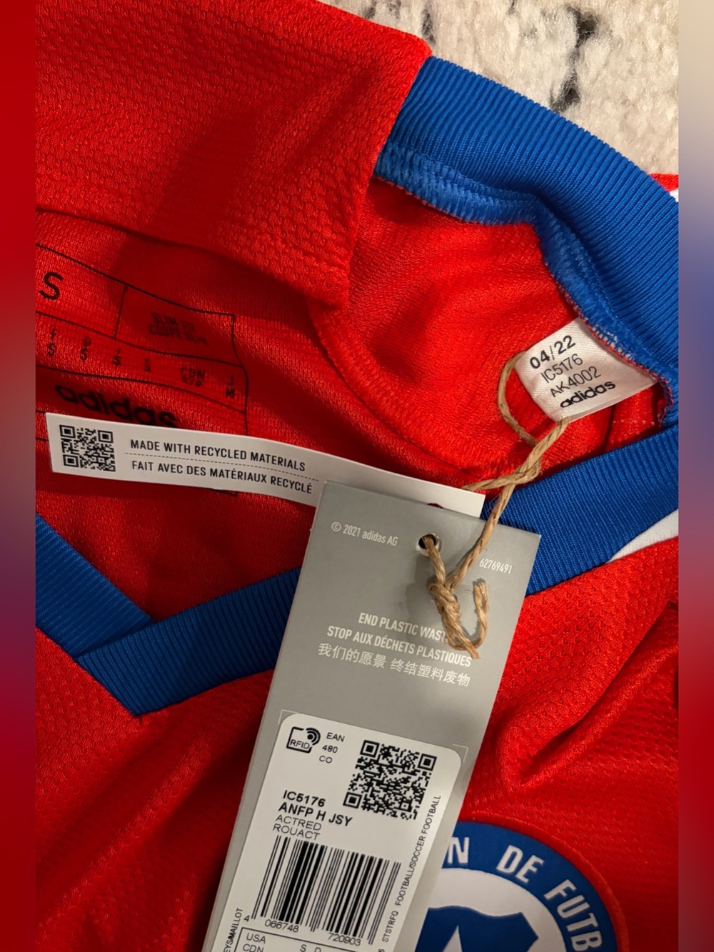 Adidas Authentic Chile 2022/23 Alexis Sanchez #10 Red IC5176 Jersey Men’s Sz: S - Picture 9 of 9